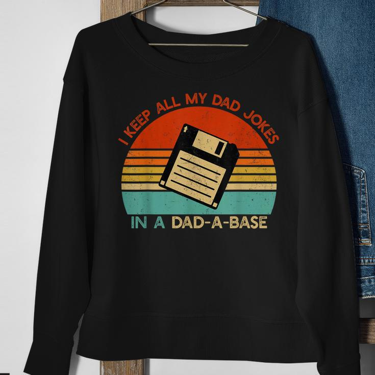 Vintage I Keep All My Dad Jokes In A Dad-A-Base Men Quote Sweatshirt Gifts for Old Women