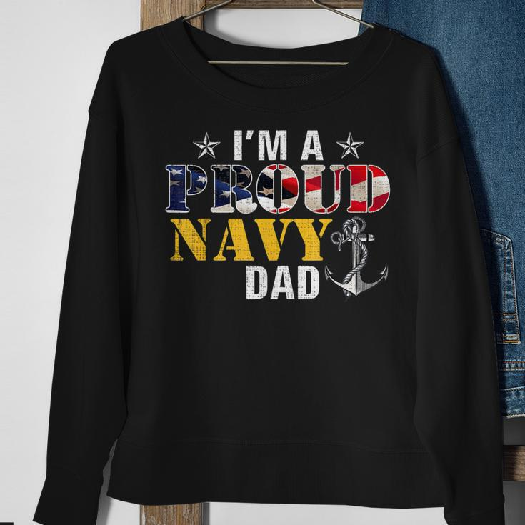 Vintage Im A Proud Navy With American Flag For Dad Sweatshirt Gifts for Old Women