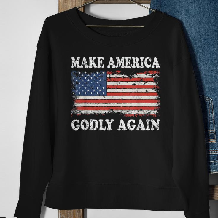 Vintage Make America Godly Again Men Women Sweatshirt Graphic Print Unisex Gifts for Old Women