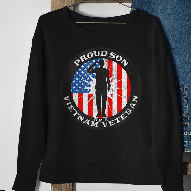 Vintage Patriotic Us Flag Gift - Proud Son Veteran Vietnam Sweatshirt Gifts for Old Women