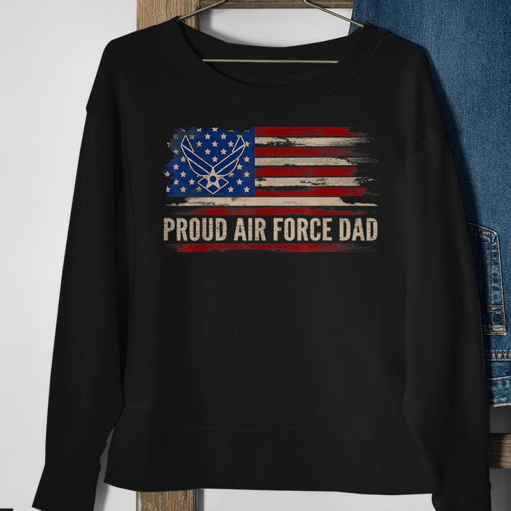 Vintage Proud Air Force Dad American Flag Veteran Gift Sweatshirt Gifts for Old Women