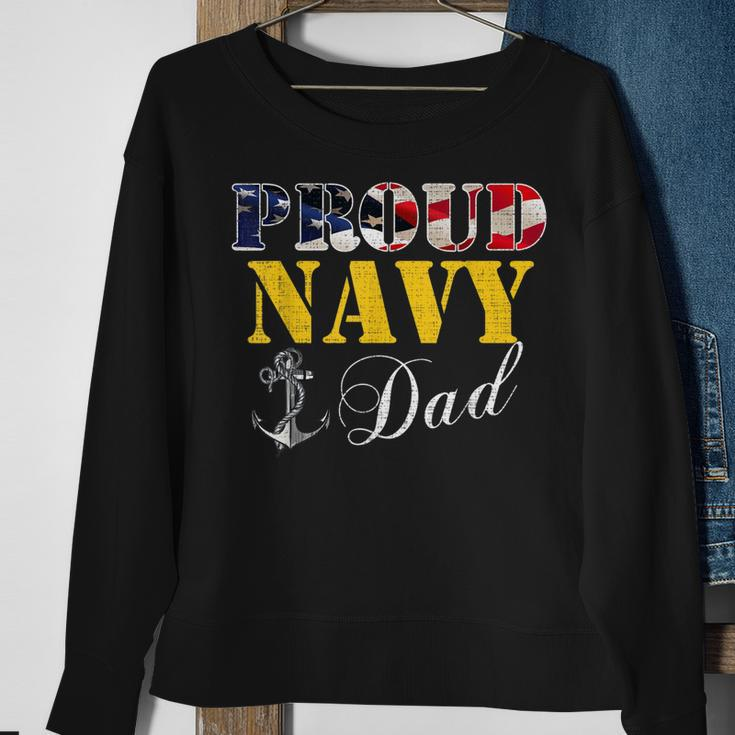 Vintage Proud Navy With American Flag For Dad Gift Sweatshirt Gifts for Old Women