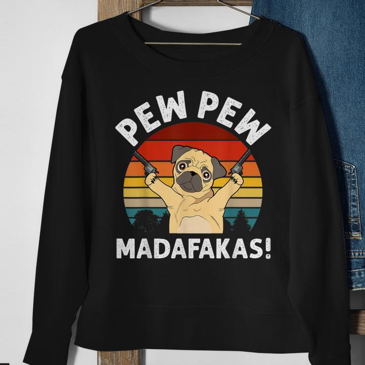 Vintage Retro Pug Pew Pew Madafakas Funny Pug Pew Pew Sweatshirt Gifts for Old Women