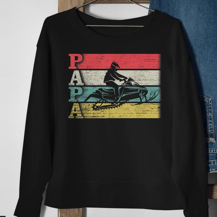 Vintage Retro Snowmobile Papa Snowmobiling Silhouette Funny Sweatshirt Gifts for Old Women