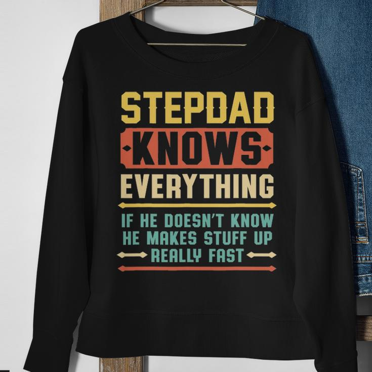 Vintage Stepdad Knows Everything Stepdad Grandpa Sweatshirt Gifts for Old Women