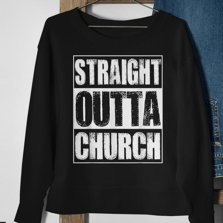 Vintage Straight Outta Church Gift Sweatshirt Gifts for Old Women