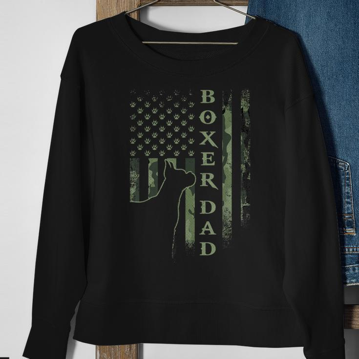 Vintage Usa American Camo Flag Proud Boxer Dad Silhouette Sweatshirt Gifts for Old Women