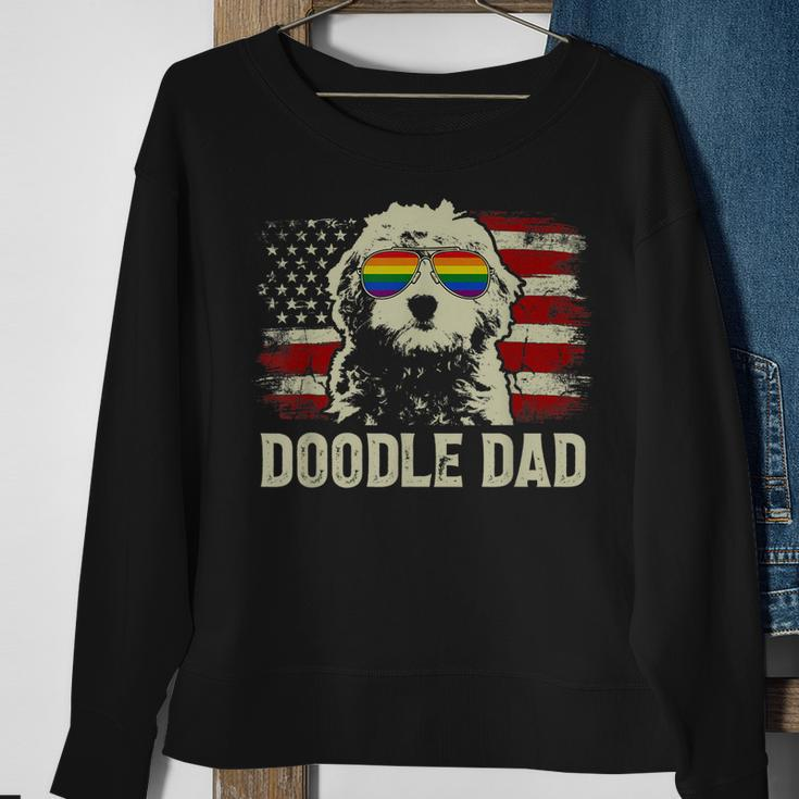 Vintage Usa American Flag Doodle Dad Lgbt Gay Pride Sweatshirt Gifts for Old Women