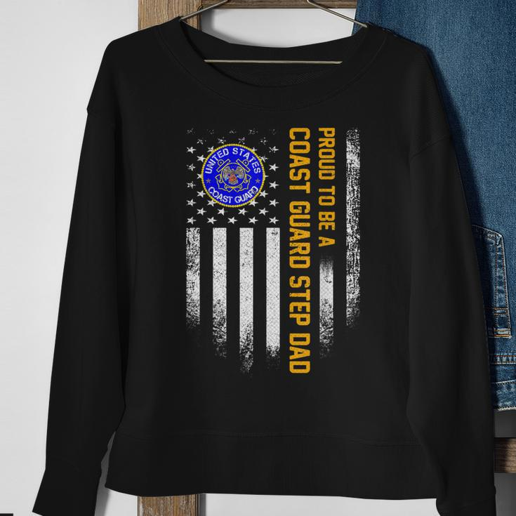 Vintage Usa American Flag Proud To Be A Coast Guard Step Dad Sweatshirt Gifts for Old Women