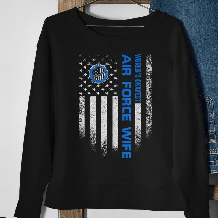 Vintage Usa American Flag Worlds Okayest Us Air Force Wife Men Women Sweatshirt Graphic Print Unisex Gifts for Old Women