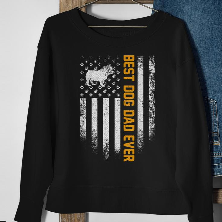 Vintage Usa Best English Bulldog Dad Ever American Flag Gift Sweatshirt Gifts for Old Women