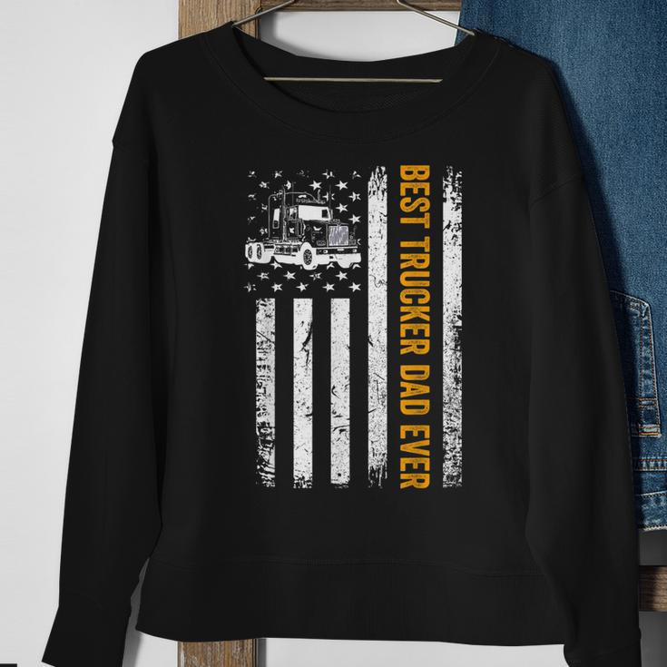 Vintage Usa Best Trucker Dad Ever American Flag Fathers Day V2 Sweatshirt Gifts for Old Women