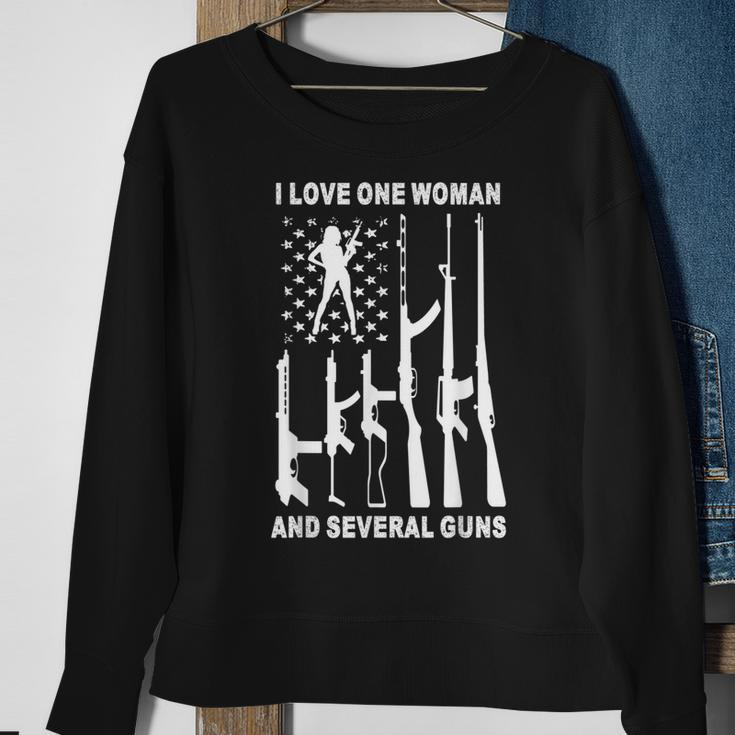 Vintage Usa Flag Dad Grandpa I Love One Woman & Several Guns Sweatshirt Gifts for Old Women