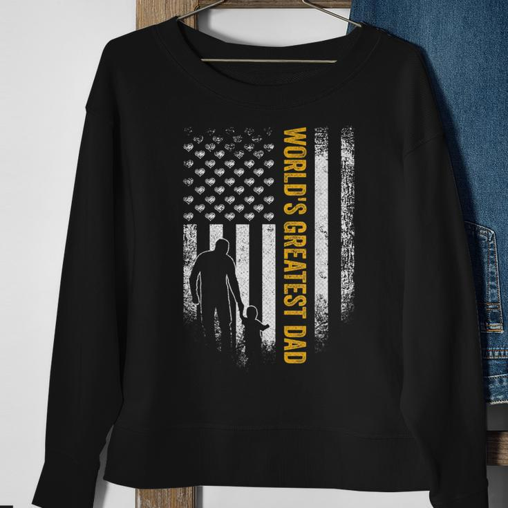 Vintage Usa Flag Worlds Greatest Dad Funny Fathers Day Sweatshirt Gifts for Old Women