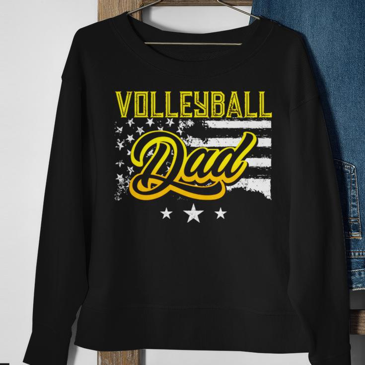 Volleyball Dad American Flag Sweatshirt Gifts for Old Women