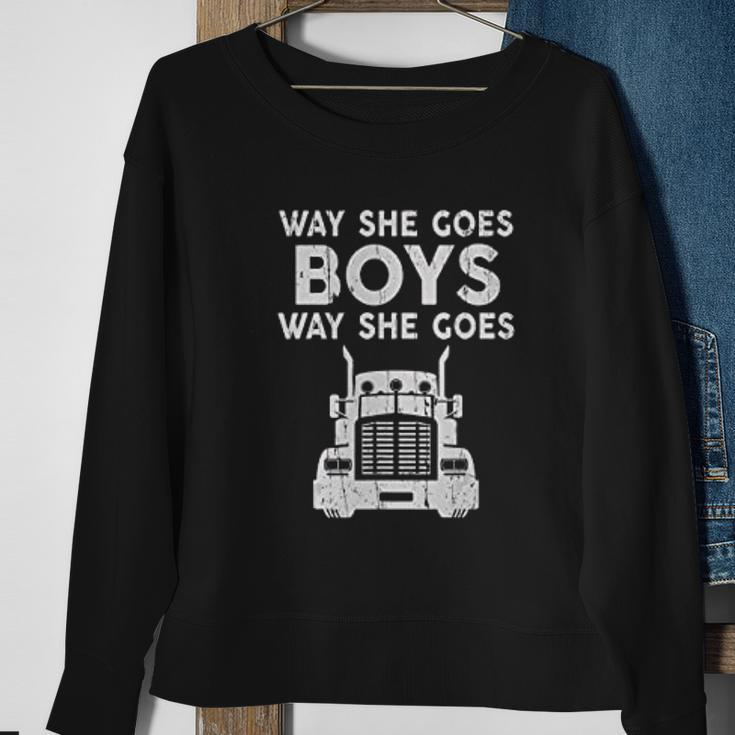 Way She Goes Boys Way She Goes Truck Trucker Men Women Sweatshirt Graphic Print Unisex Gifts for Old Women