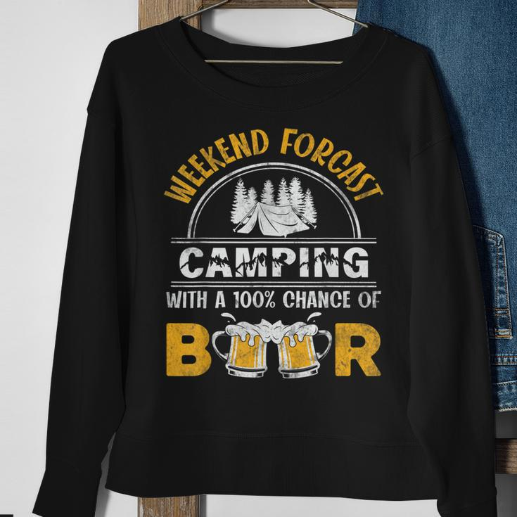 Weekend Forcast Camping With A 100 Chance Of Beer Vintage Sweatshirt Gifts for Old Women
