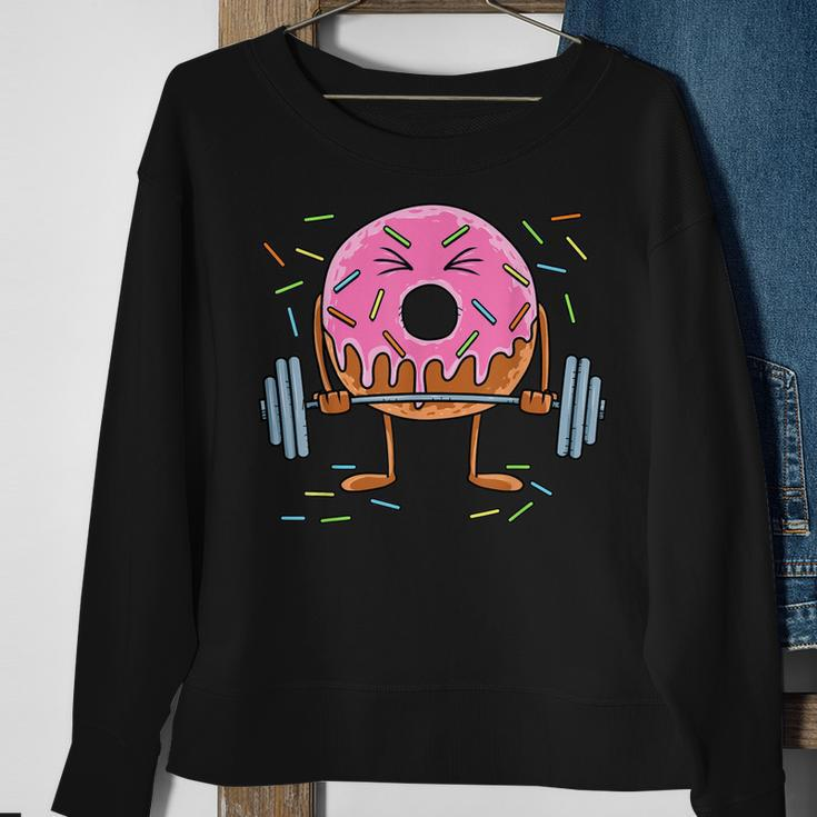 Weightlifing Barbell - Funny Workout Gym Weightlifter Donut Sweatshirt Gifts for Old Women
