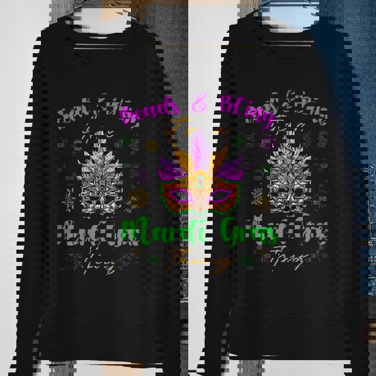 Womens Beads & Bling Its A Mardi Gras Thing Feather Mask Outfit Men Women Sweatshirt Graphic Print Unisex Gifts for Old Women