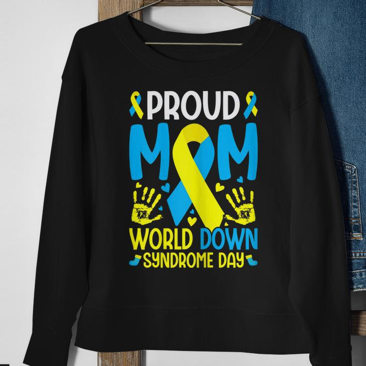 Womens Down Syndrome Mom Ribbon World Down Syndrome Awareness Day Sweatshirt Gifts for Old Women