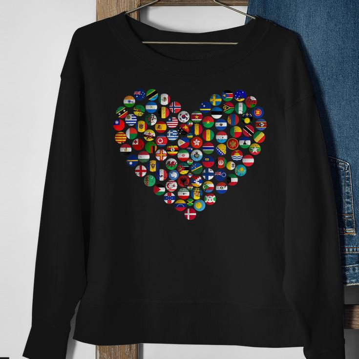 World Flags Earth Day Sweatshirt Gifts for Old Women