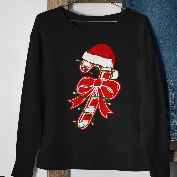 Xmas Candy Cane Crew Santa Hat Christmas Family Matching Pjs Men Women Sweatshirt Graphic Print Unisex Gifts for Old Women