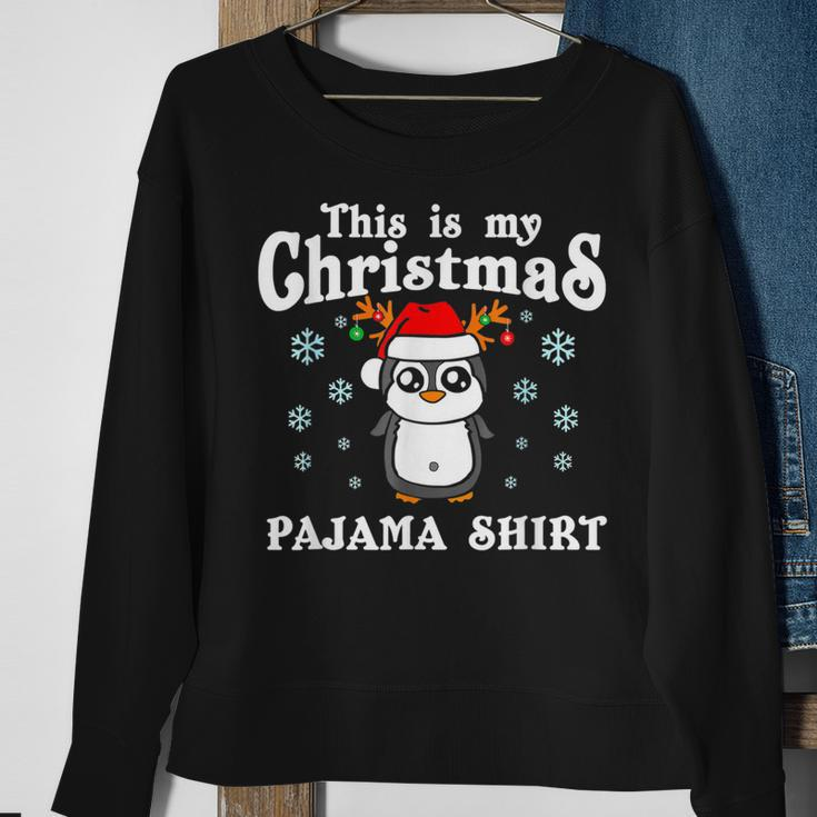Xmas This Is My Christmas Penguin Santa Hat Snowflakes Fun Men Women Sweatshirt Graphic Print Unisex Gifts for Old Women