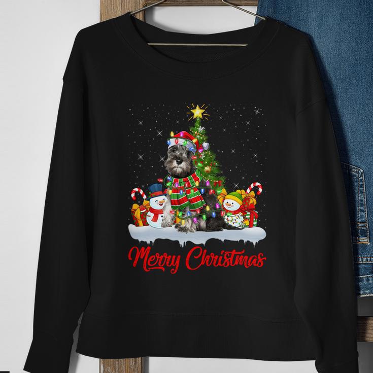 Xmas Tree Lighting Santa Miniature Schnauzer Dog Christmas Gift Sweatshirt Gifts for Old Women