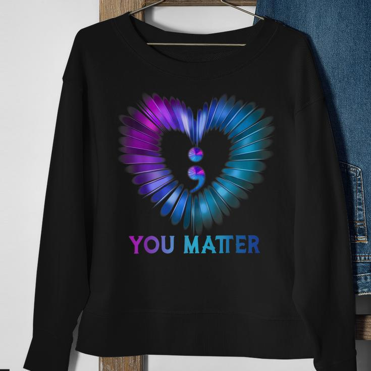 You Matter Dont Let Your Story End Semicolon Heart Sweatshirt Gifts for Old Women