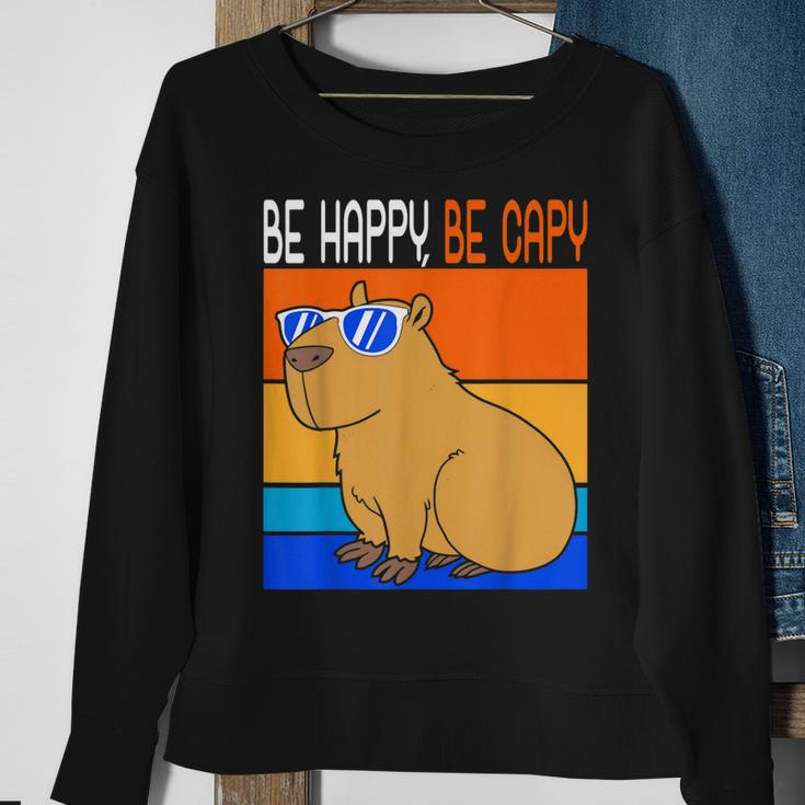 Zoo Animal Retro Rodent Funny Capybara Be Happy Be Capy Sweatshirt Gifts for Old Women