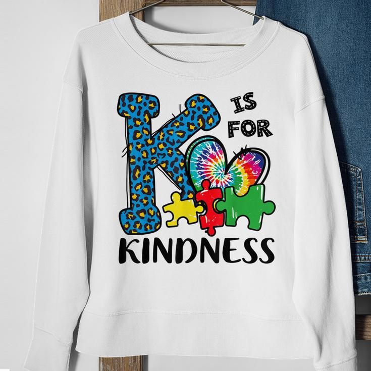 Autism Awareness K Is For Kindness Puzzle Piece Be Kind Sweatshirt Gifts for Old Women