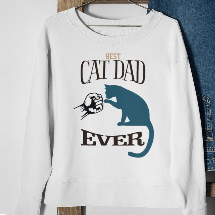Best Cat Dad Ever Fist Bump Blue Cat Personalized Cat Dad Sweatshirt Gifts for Old Women