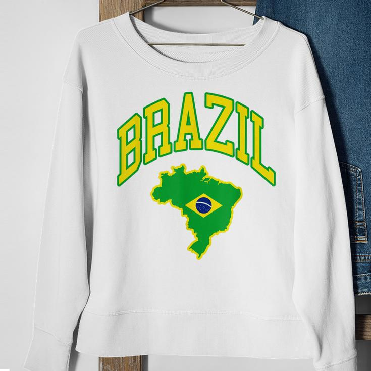 Brazil Brazilian Map Football Fans Flag South Latin America Men Women Sweatshirt Graphic Print Unisex Gifts for Old Women