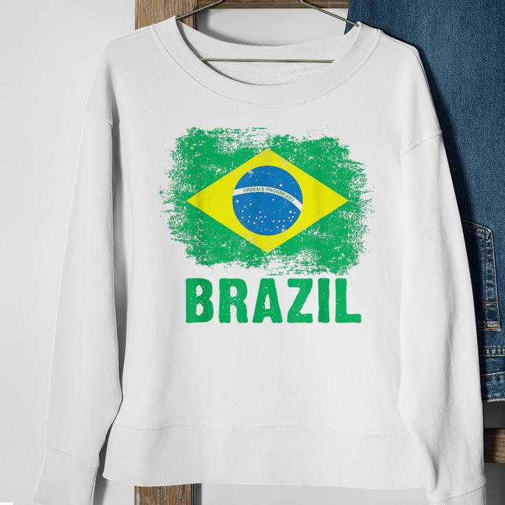 Brazil Soccer Football Brazilian Flag Yellow Vintage Men Women Sweatshirt Graphic Print Unisex Gifts for Old Women