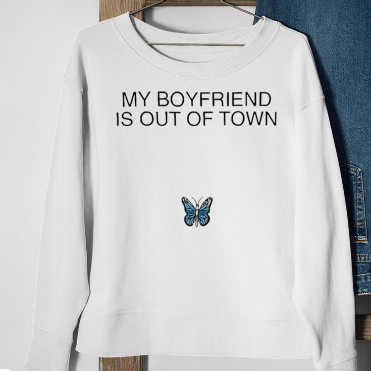 Butterfly My Boyfriend Is Out Of Town Sweatshirt Gifts for Old Women