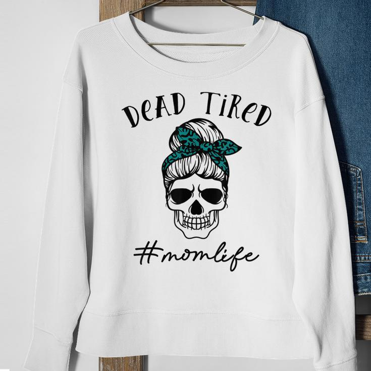 Dead Tired Mom Life Leopard Skull Sunglasses Mothers Day Sweatshirt Gifts for Old Women