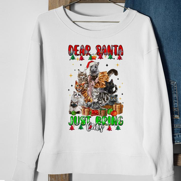 Dear Santa Just Bring Cats Weihnachtsbaum Sweatshirt für Katzenliebhaber Geschenke für alte Frauen
