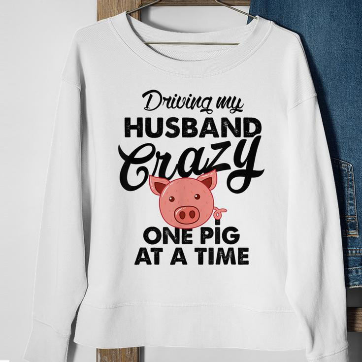 Driving My Husband Crazy One Pig At A Time FunnyMen Women Sweatshirt Graphic Print Unisex Gifts for Old Women