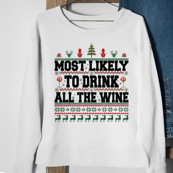 Familien-Weihnachts-Sweatshirt: Wer trinkt den Wein? Lustiges Design Geschenke für alte Frauen