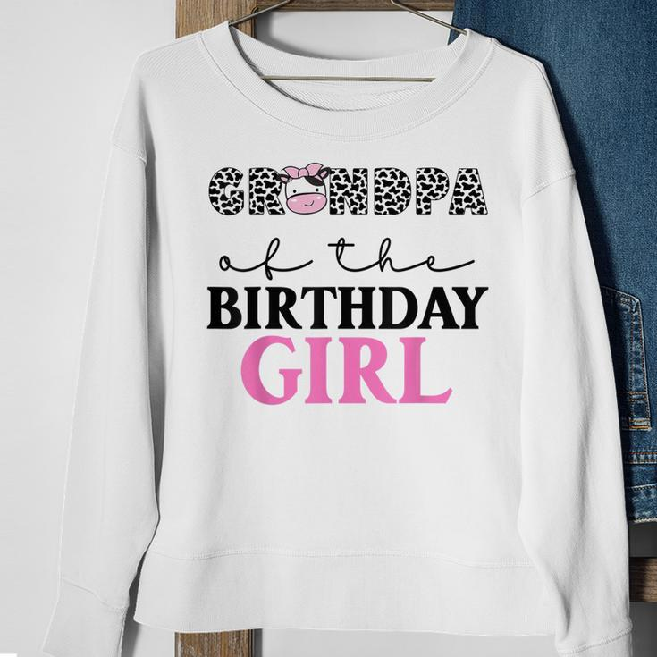 Grandpa Of The Birthday Girl Farm Cow Themed Family Matching Sweatshirt Gifts for Old Women
