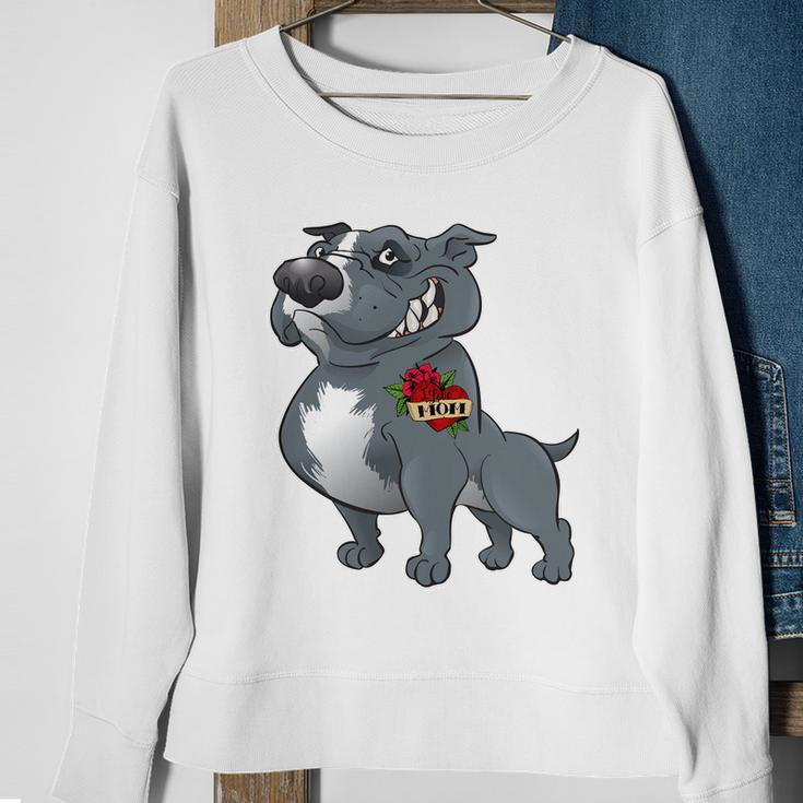 Grey Pitbull I Love Mom Sweatshirt Gifts for Old Women