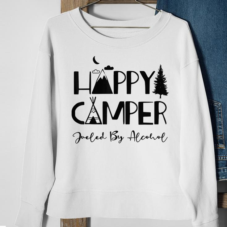 Happy Camper Fueled By Alcohol Funny Drinking Party Camping Sweatshirt Gifts for Old Women
