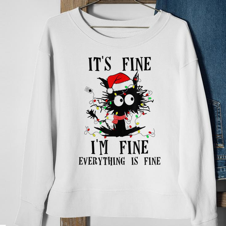 Its Fine Im Fine Everything Is Fine Funny Cat Christmas Men Women Sweatshirt Graphic Print Unisex Gifts for Old Women