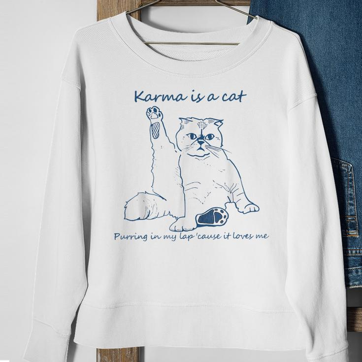 Karma Is A Cat Purring In My Lap Cause It Loves Me Cat Love Sweatshirt Gifts for Old Women