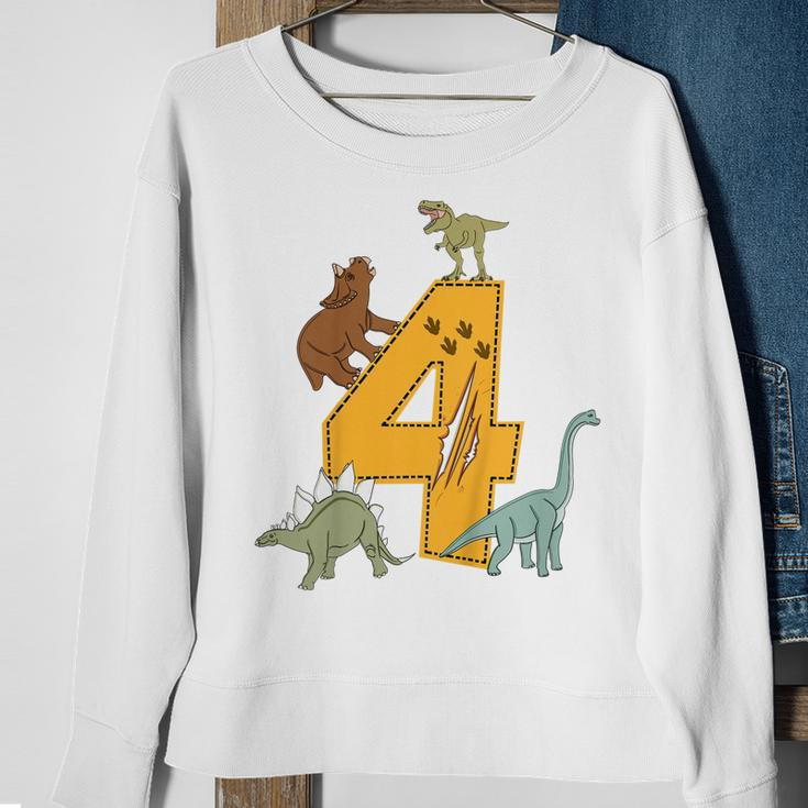 Kinder Geburtstags 4 Jahre Junge Dinosaurier Dino Sweatshirt Geschenke für alte Frauen