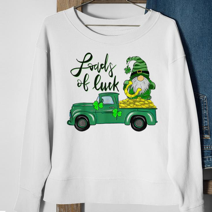 Loads Of Luck Truck Gnome St Patricks Day Shamrock Clover Sweatshirt Gifts for Old Women