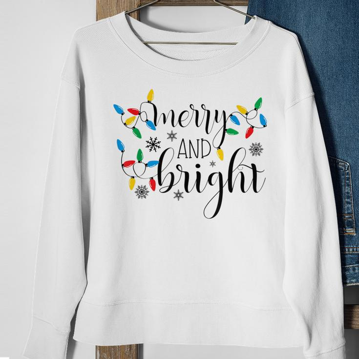 Merry And Bright Christmas Lights Cute Graphic Men Women Sweatshirt Graphic Print Unisex Gifts for Old Women