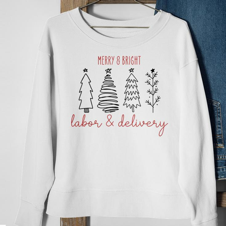 Merry Xmas Bright Christmas Labor And Delivery Nurse Men Women Sweatshirt Graphic Print Unisex Gifts for Old Women