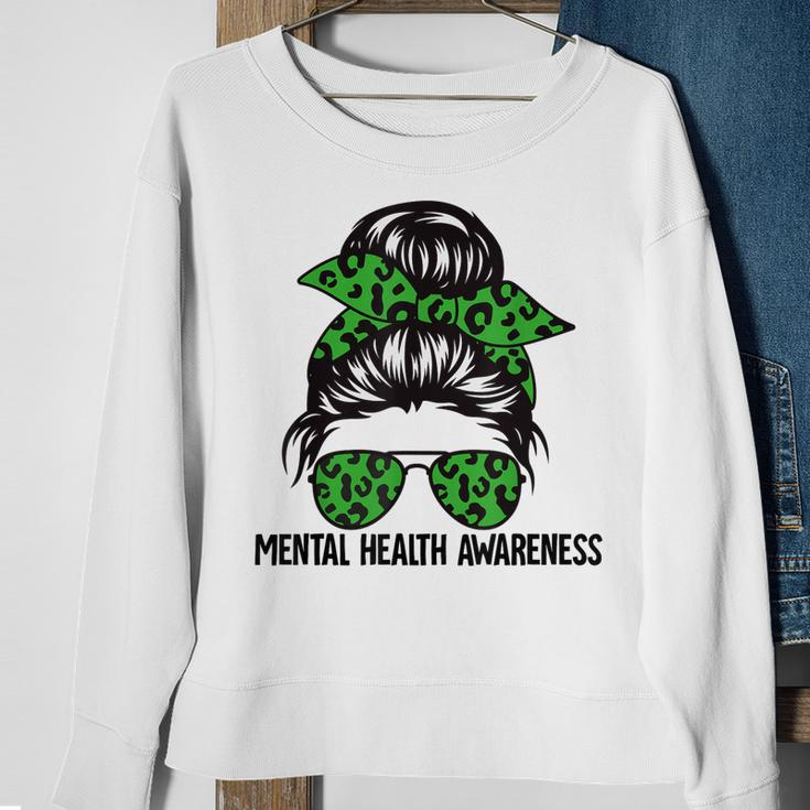 Messy Bun Mental Health Awareness Mental Health Matters Sweatshirt Gifts for Old Women