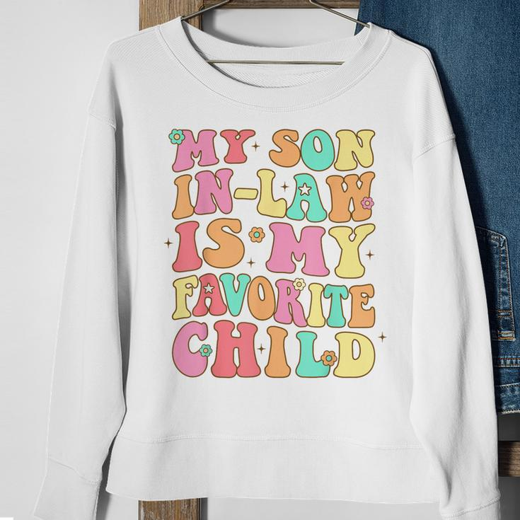 My Son In Law Is My Favorite Child Funny Retro Groovy Family Sweatshirt Gifts for Old Women